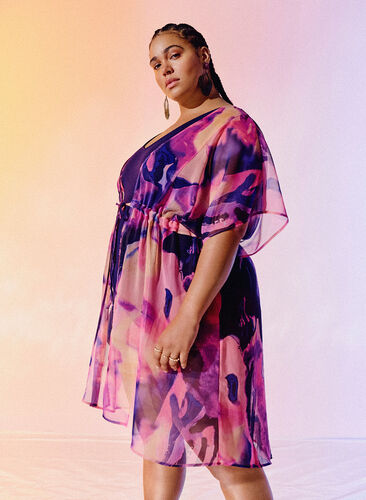 Strand kimono med print, Purple Swirl, Image image number 0