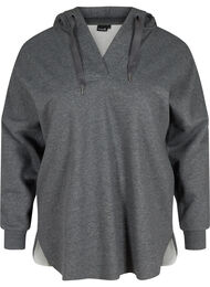 Sweatshirt med hætte og slids, Dark Grey Melange