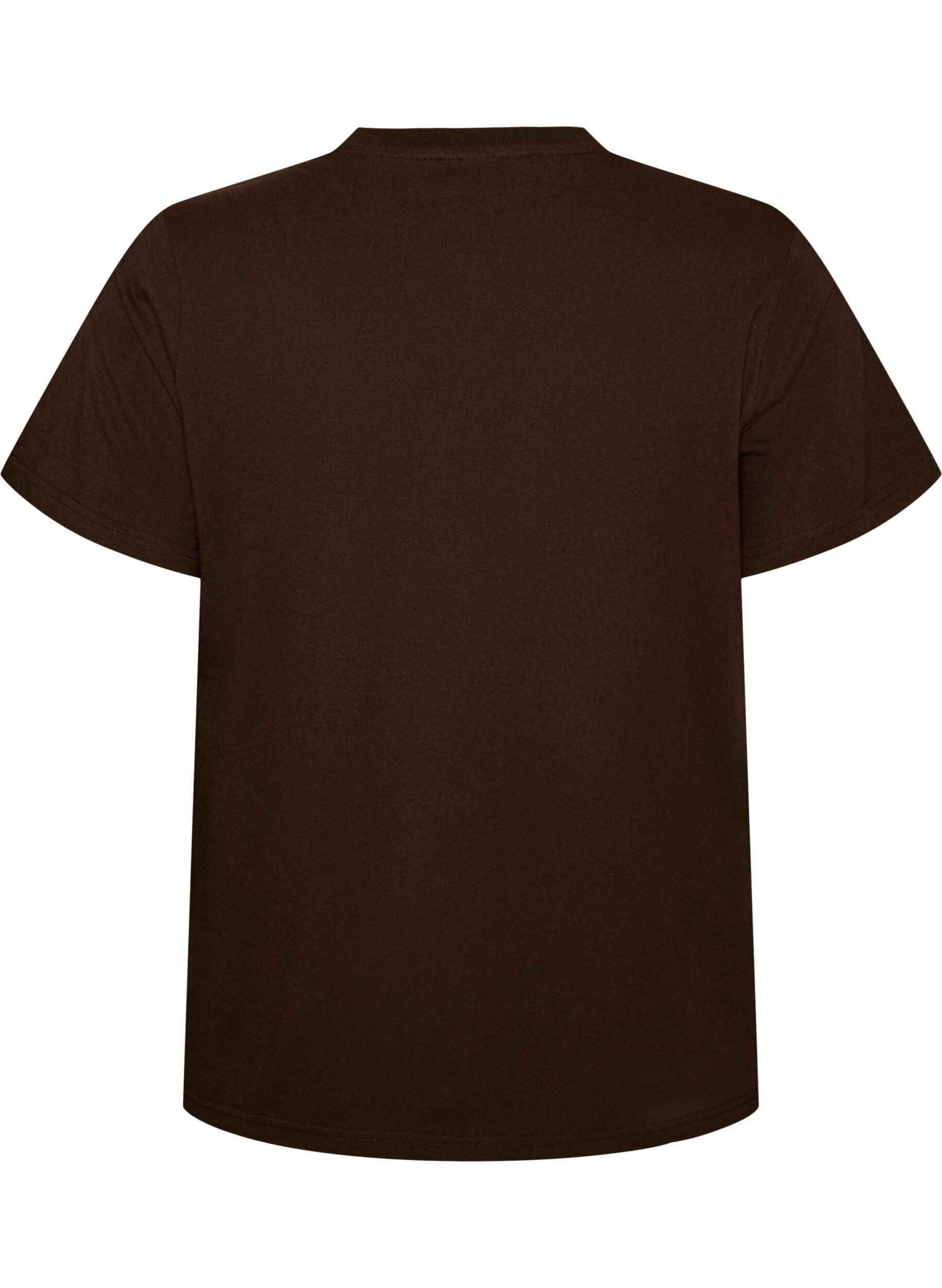 ZizziT-shirt i &oslash;kologisk bomuld med frontmotiv, Brun, Packshot image number 1