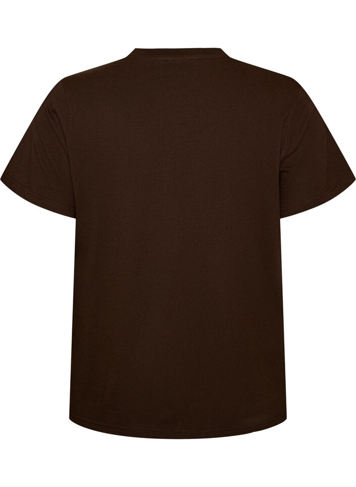 T-shirt i &oslash;kologisk bomuld med frontmotiv, Brun, Packshot image number 1
