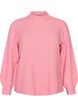 Ribstrikket sweater med ballon&aelig;rmer og knapper, Lyser&oslash;d, Packshot image number 0
