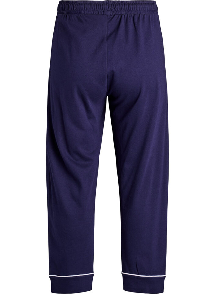 Pyjamasbukser i bomuld med h&oslash;j talje, Bl&aring;, Packshot image number 1