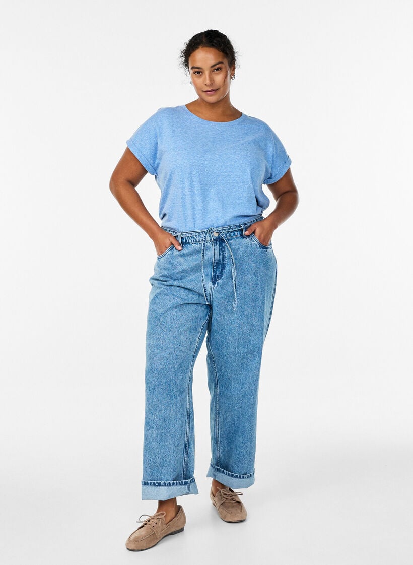 Meleret t-shirt med korte &aelig;rmer, Bl&aring;, Model image number 1