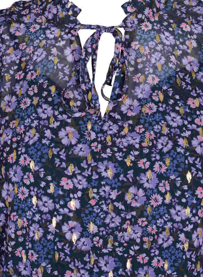 Tunika med blomsterprint og lurex, Purple Ditzy Flower, Packshot image number 2