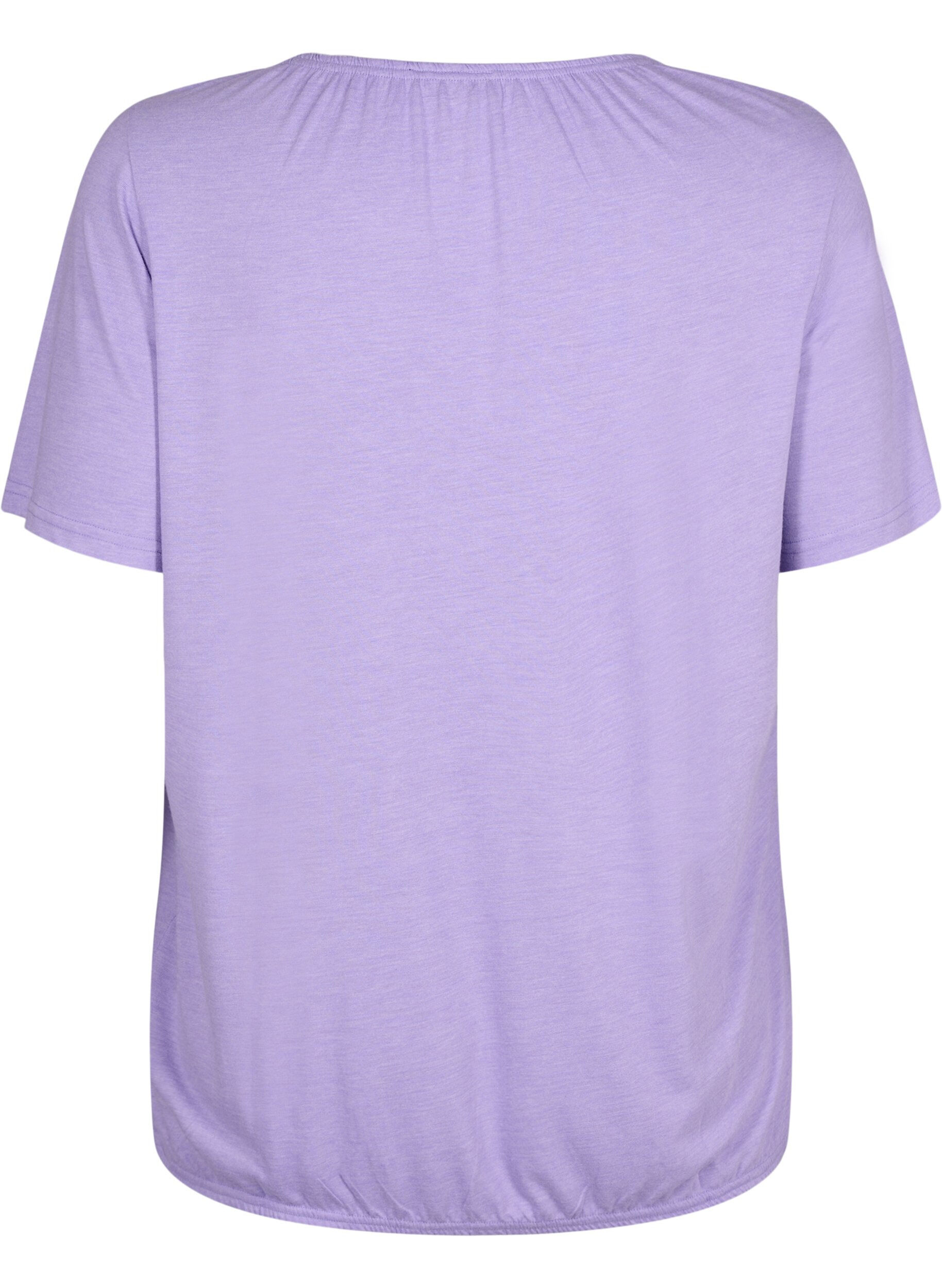 Zizzi Meleret bluse med korte &aelig;rmer, Violet Tulip Mel., Packshot image number 1