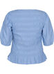 Smockbluse med fl&aelig;sekant og b&aring;dhals, Bl&aring;, Packshot image number 1