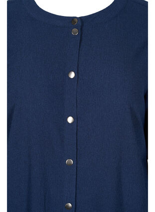 Langærmet skjortekjole med struktur, Navy Blazer, Packshot image number 2