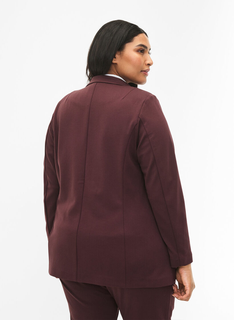 Enkel blazer med knaplukning, Mørk Bordeaux, Model image number 1