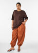 T-shirt med asymmetrisk blondekant, Brun, Model image number 1