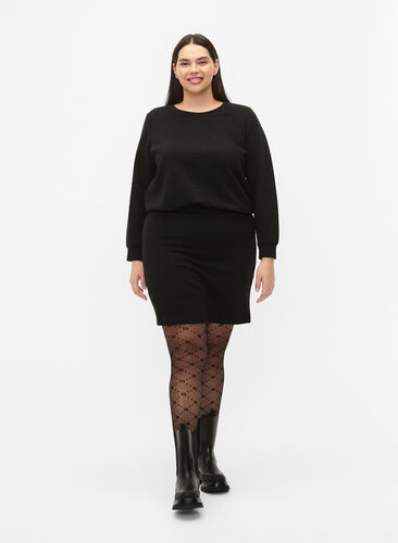 Kort nederdel med tekstur, Black, Model image number 3