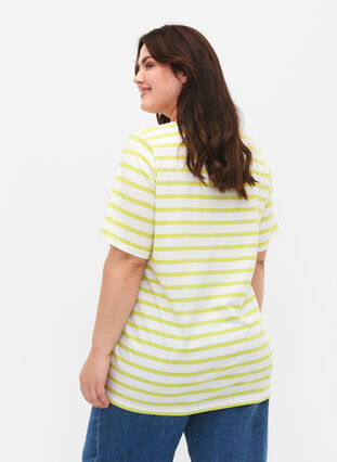 Stribet bomulds t-shirt, Wild Lime Stripes, Model image number 1