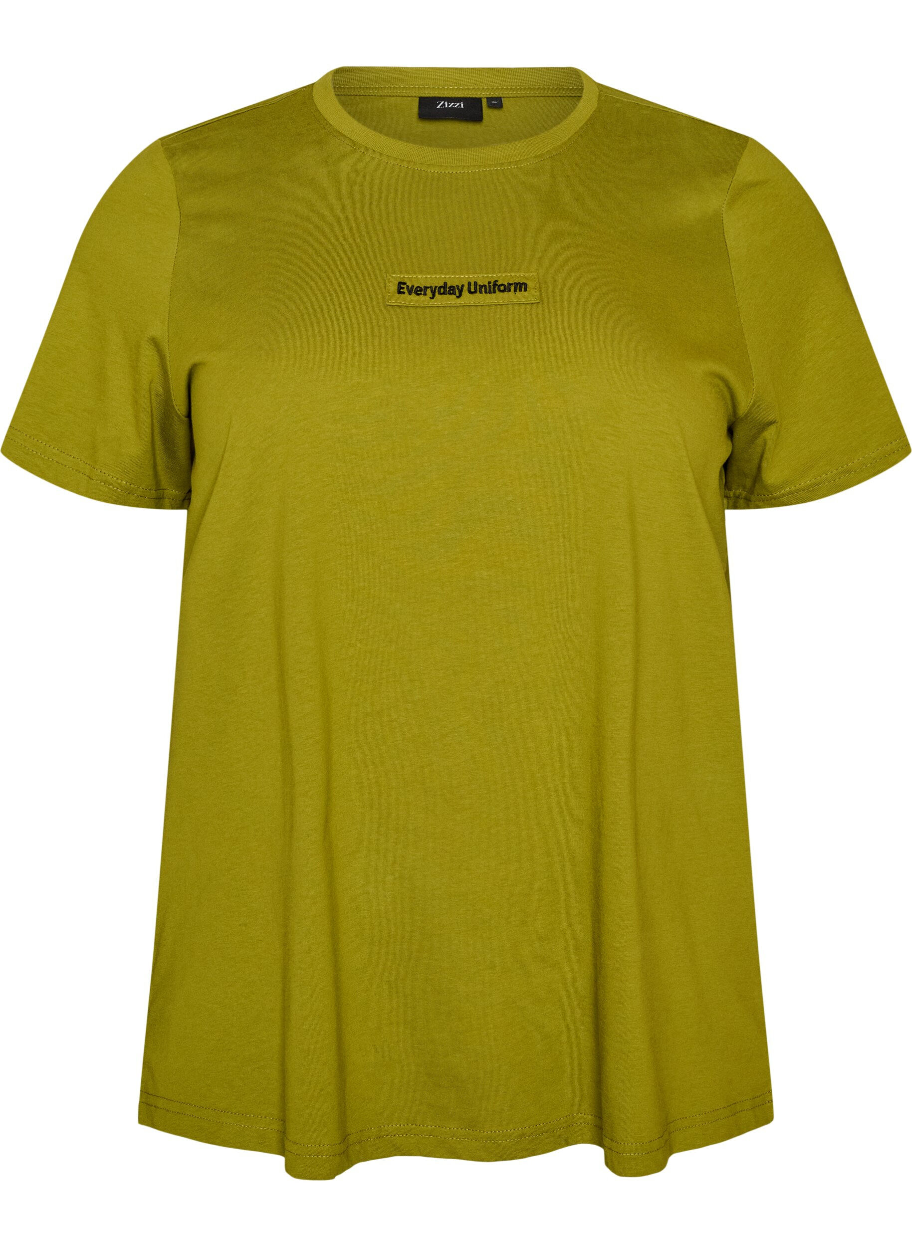 ZizziT-shirt i bomuld med tekstbadge, Gr&oslash;n, Packshot image number 0