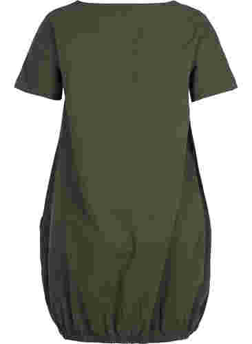 Kortærmet kjole i bomuld, Ivy Green, Packshot image number 1
