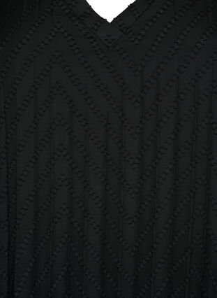 Kortærmet kjole med struktur, Black, Packshot image number 2