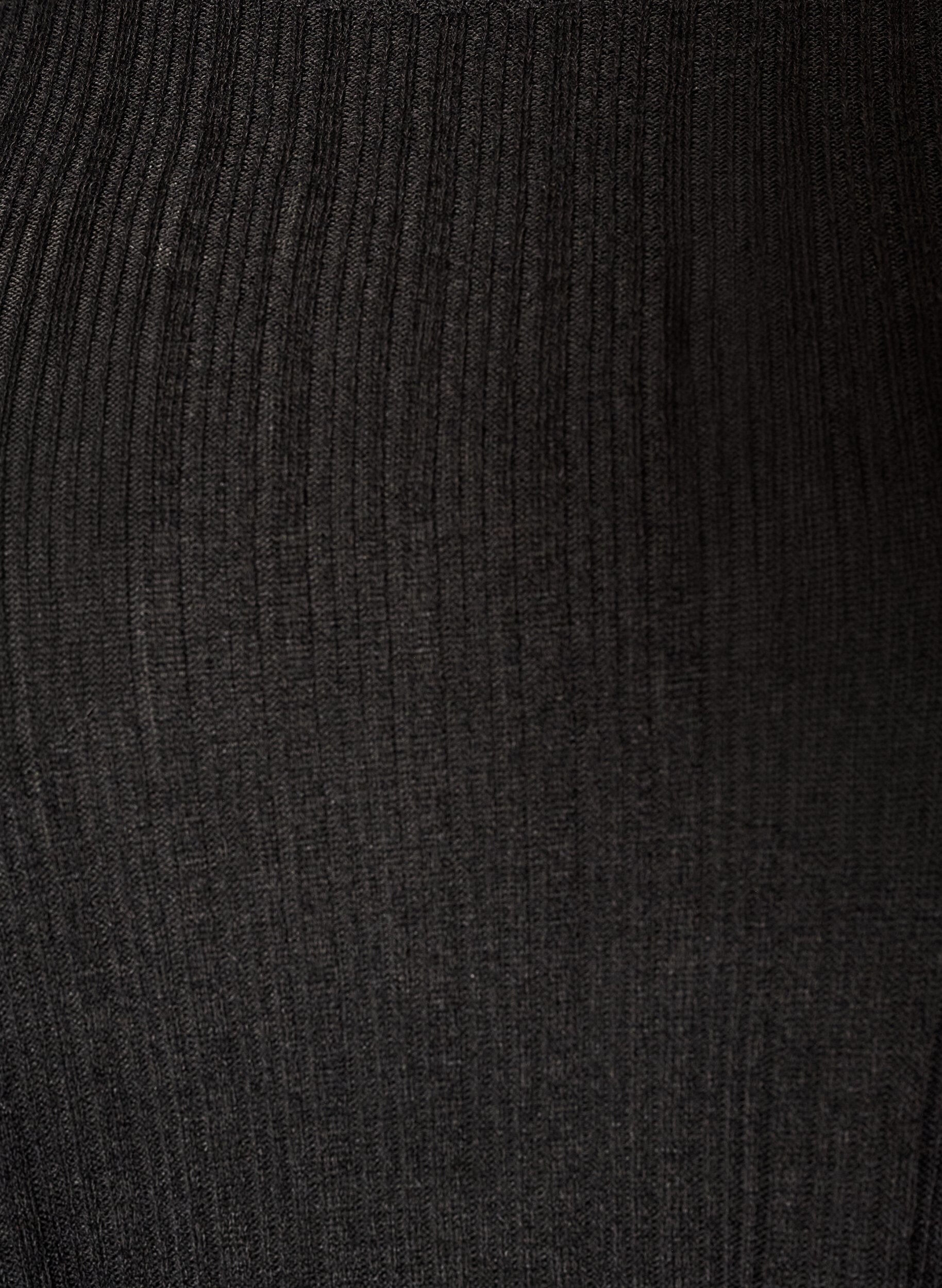 ZizziJerseybluse med ribstruktur og lange &aelig;rmer , Sort, Packshot image number 2