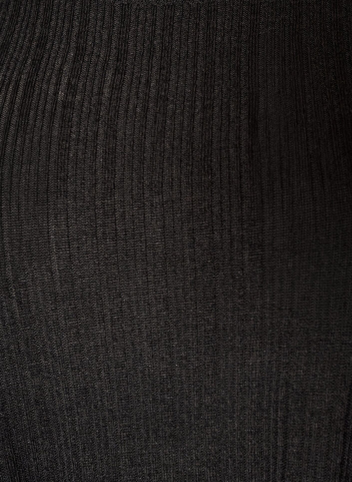 Jerseybluse med ribstruktur og lange &aelig;rmer , Sort, Packshot image number 2