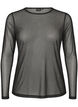 Transparent meshbluse med rhinsten, Sort, Packshot image number 0