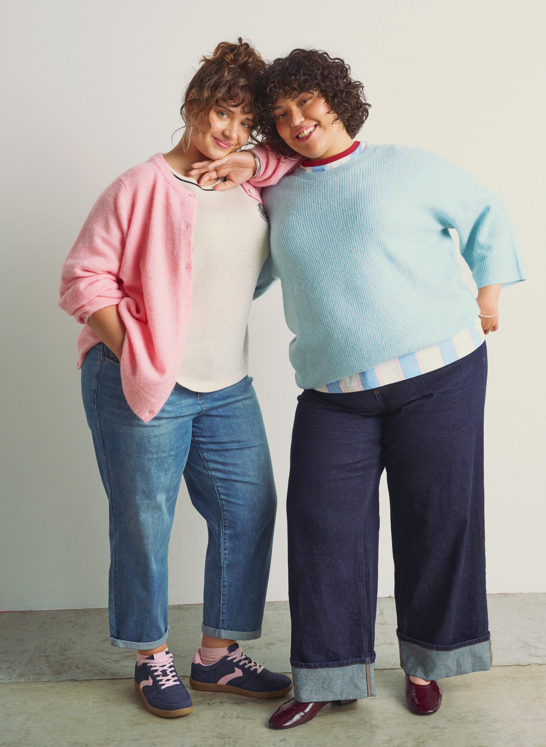 Zizzi L&oslash;s strikbluse med 3/4-&aelig;rmer, Bl&aring;, Image image number 0