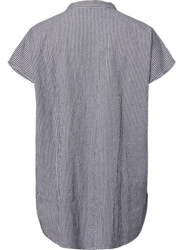 Kortærmet bomuldsskjorte med striber, Black Stripe, Packshot image number 1