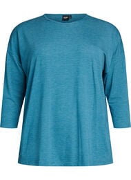 Jerseybluse med 3/4 &aelig;rmer, Bl&aring;