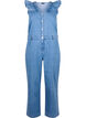 Denim buksedragt med fl&aelig;ser, Light Blue Denim, Packshot image number 0