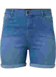 Højtaljede denim shorts med slim fit, Medium Blue Denim