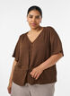 Bluse med struktur og bindeb&aring;nd i taljen, Brun, Model image number 0