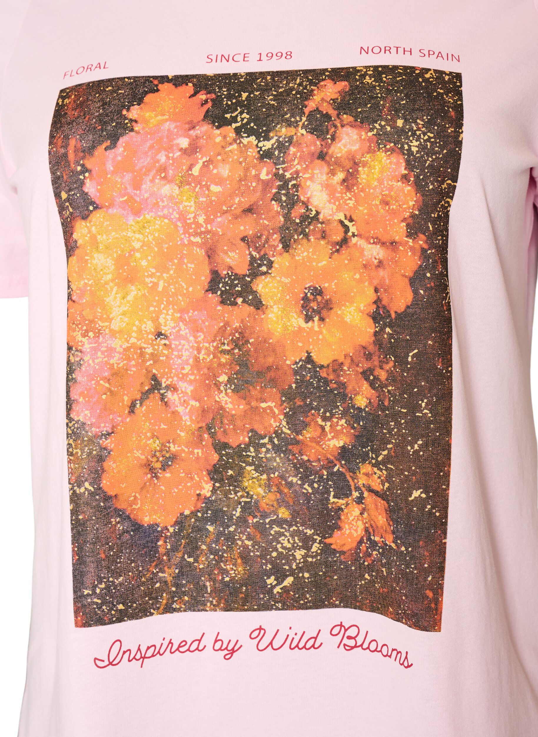 ZizziT-shirt i bomuld med print foran, Lyser&oslash;d, Packshot image number 2