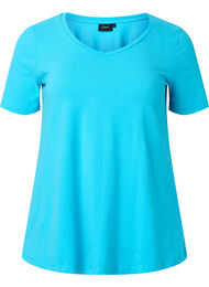 Ensfarvet basis t-shirt i bomuld, Blue Atoll