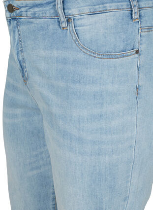 7/8 jeans med opsmøg og høj talje, Light blue denim, Packshot image number 2