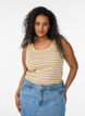 Stribet tanktop med ribstruktur, Gul, Model image number 0