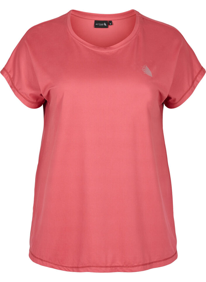Ensfarvet trænings t-shirt, Garnet Rose, Packshot image number 0