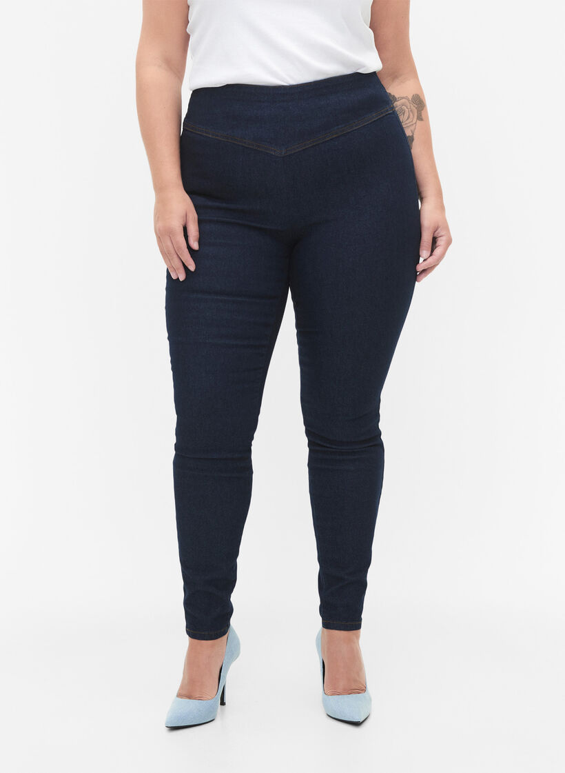 Stretchy jeggings i bomuldsmix, Dark blue, Model image number 2