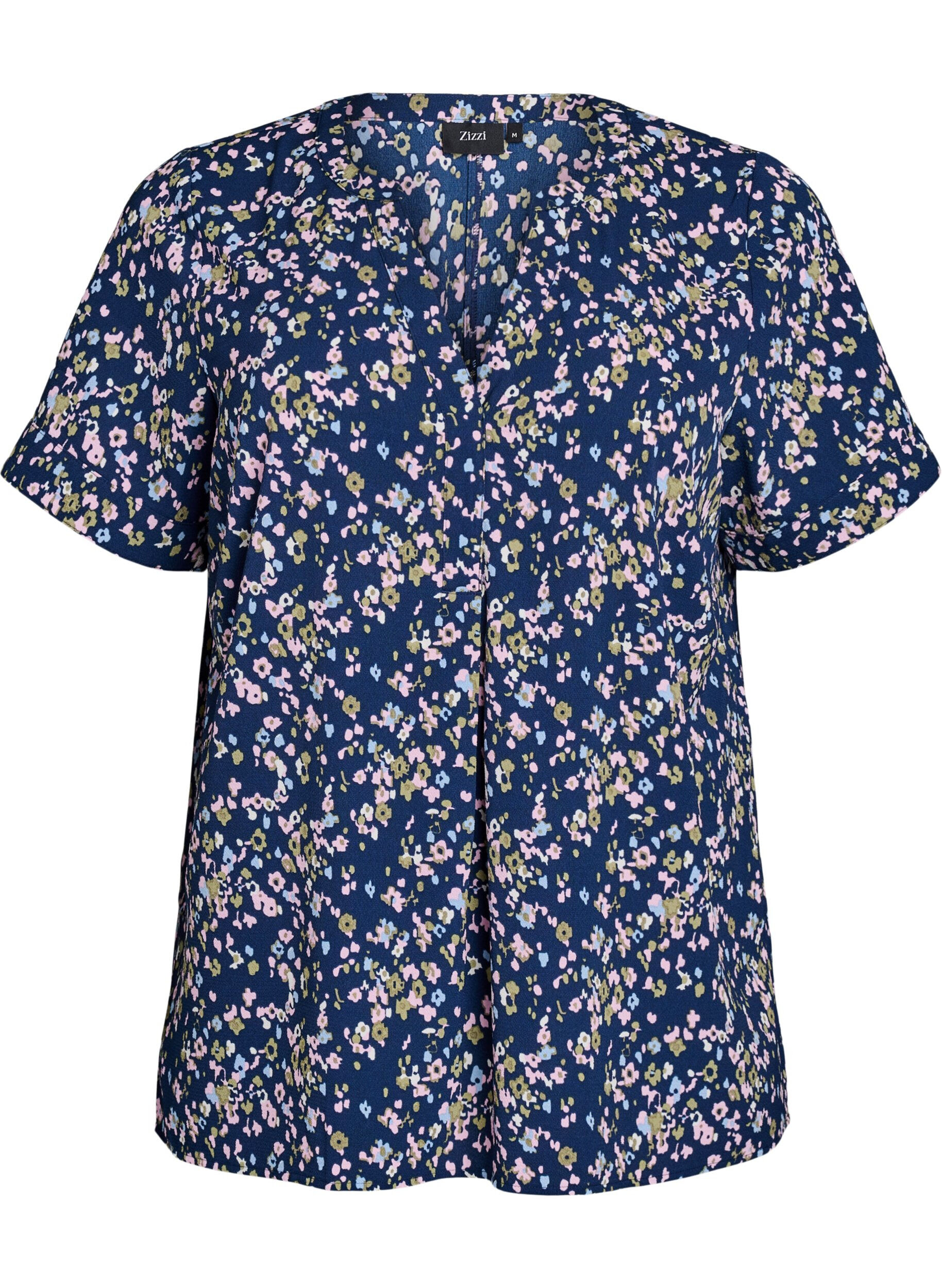 Zizzi Kort&aelig;rmet bluse med v-udsk&aelig;ring , Lyser&oslash;d, Packshot image number 0