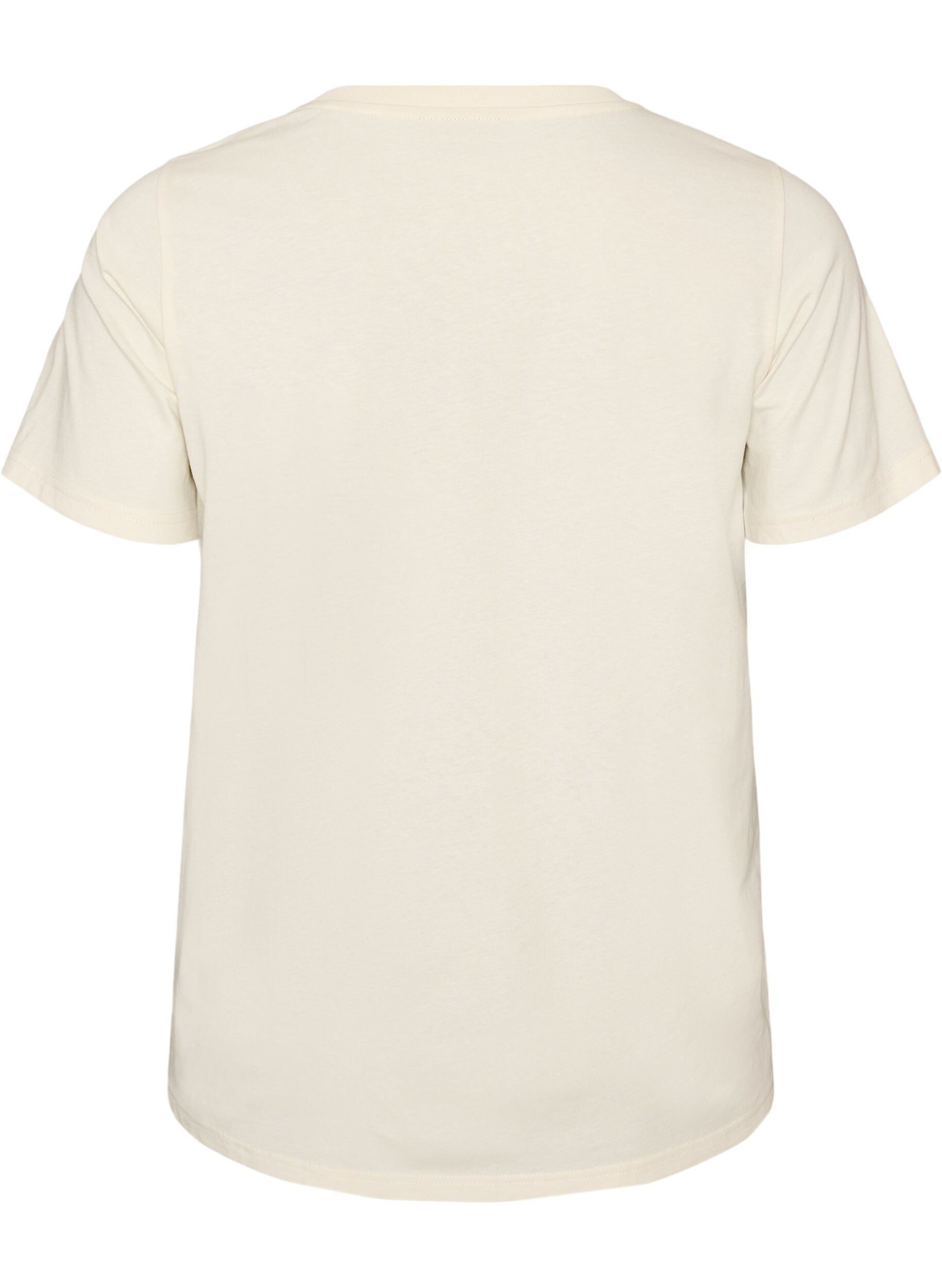 ZizziT-shirt i bomuld med printmotiv, Vanilla, Packshot image number 1
