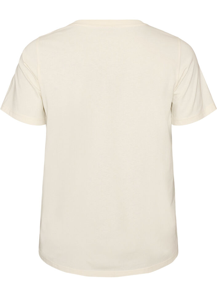 T-shirt i bomuld med printmotiv, Vanilla, Packshot image number 1