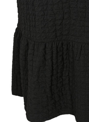 Kortærmet kjole med struktur og a-form , Black, Packshot image number 3