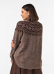 Striktr&oslash;je med jacquardm&oslash;nster, Brun, Model image number 2