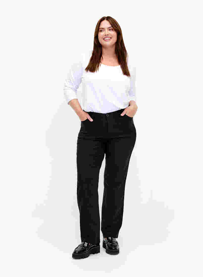 Klassiske bukser i viskosemix, Black, Model image number 0