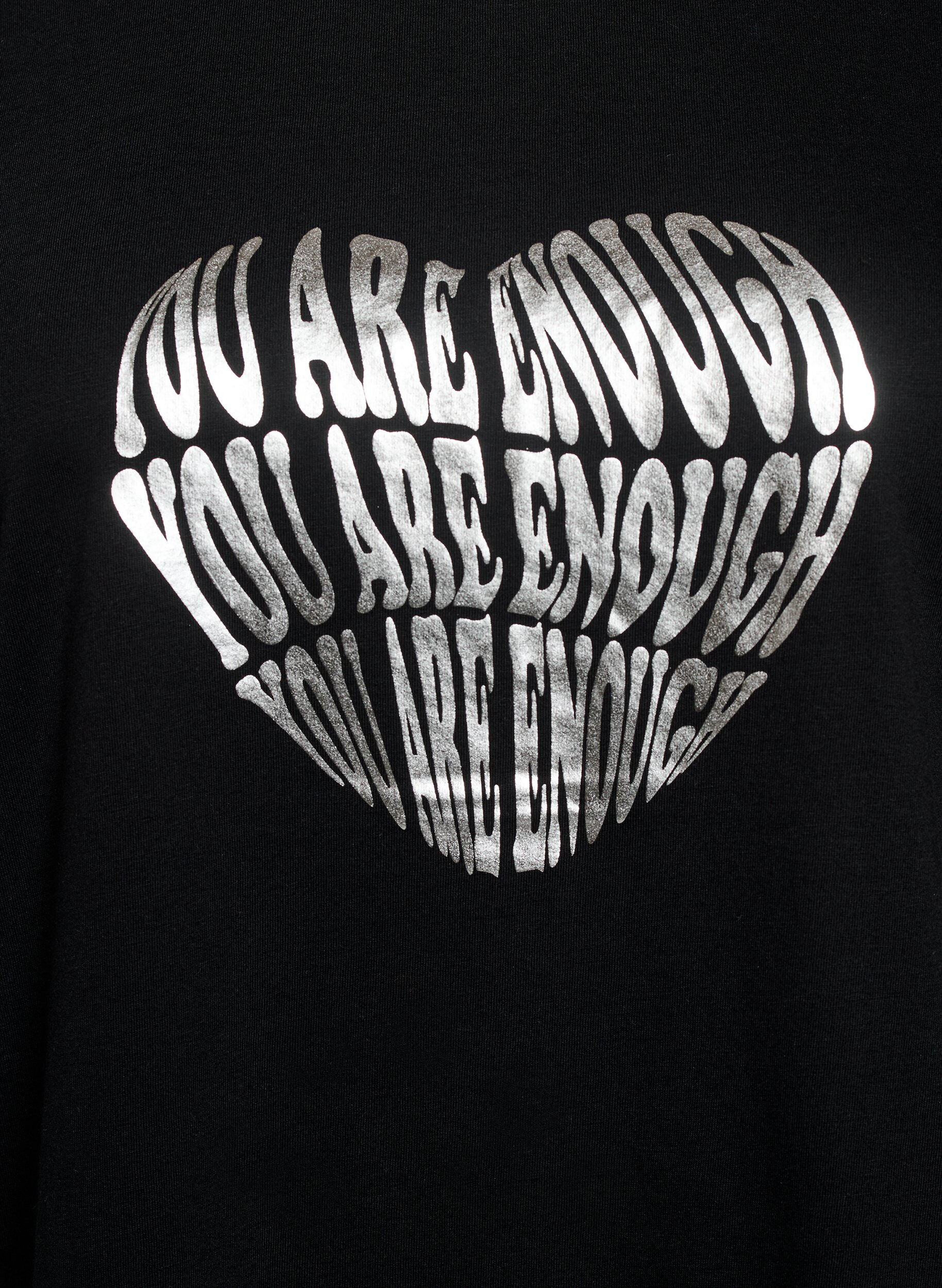 Zizzi T-shirt med motiv, Sort, Packshot image number 2