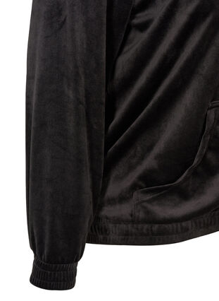 Velour cardigan med hætte, Black, Packshot image number 3