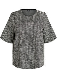 V&aelig;vet bluse med knapdetalje, Vanilla