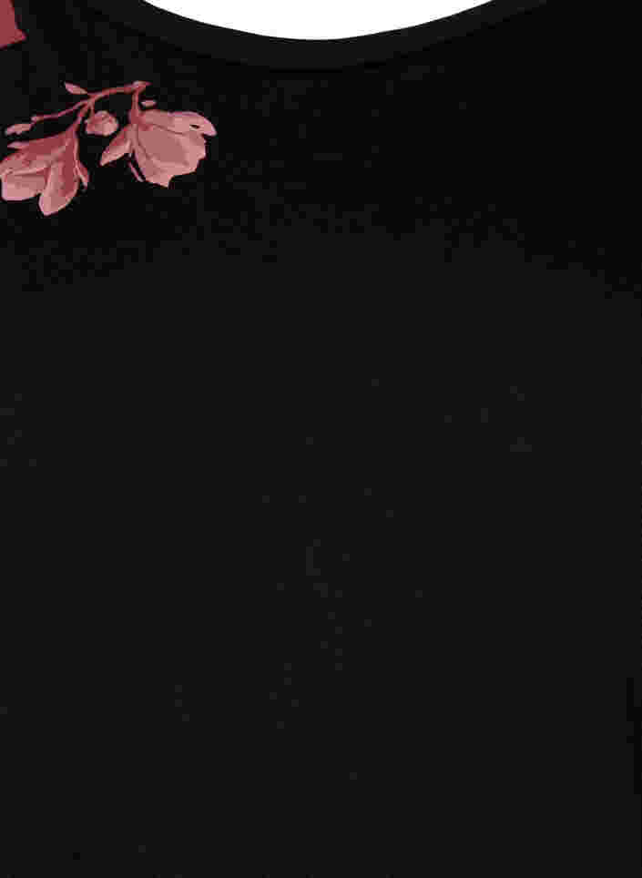 Bomulds natkjole med blomsterprint, Black, Packshot image number 2