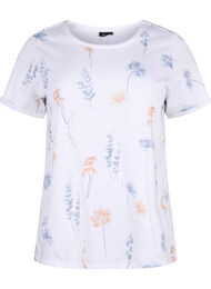 T-shirt i økologisk bomuld med blomsterprint, Bright W. AOP Flower