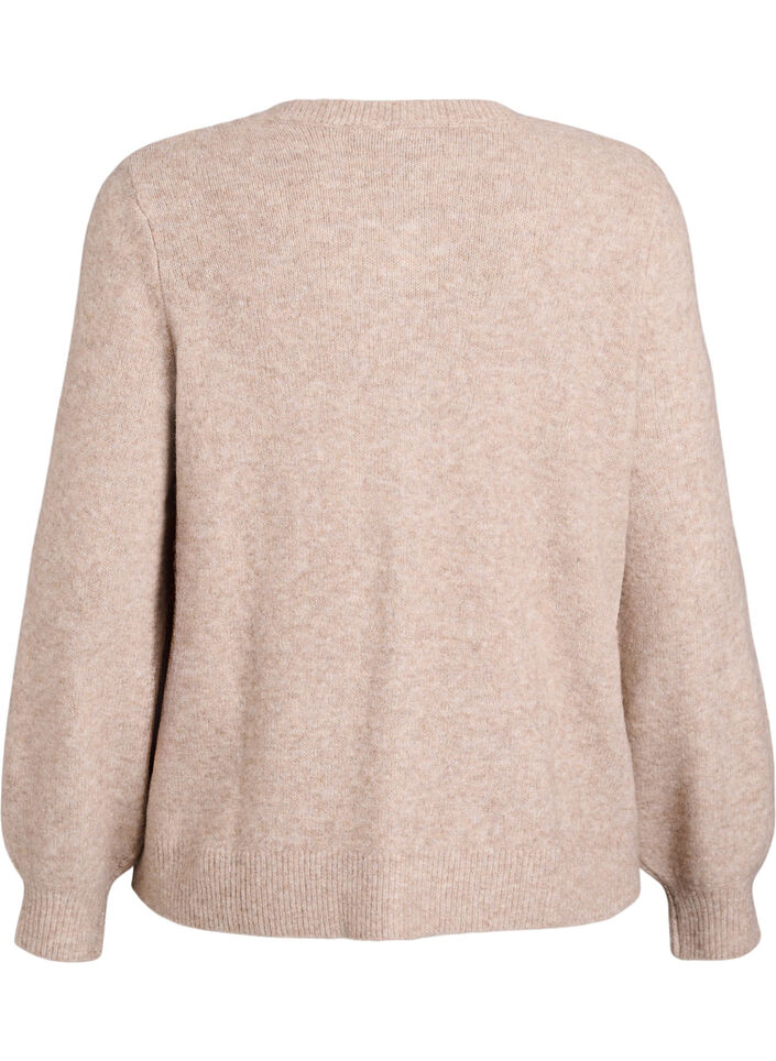 Cardigan med hjerteformede knapper, Beige, Packshot image number 1