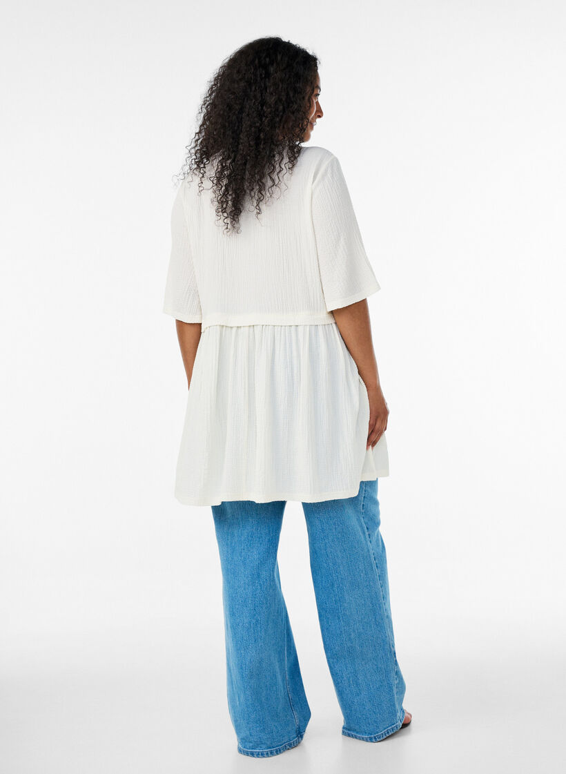 Tunika med kr&oslash;llet struktur og 1/2 &aelig;rmer, Vanilla, Model image number 2