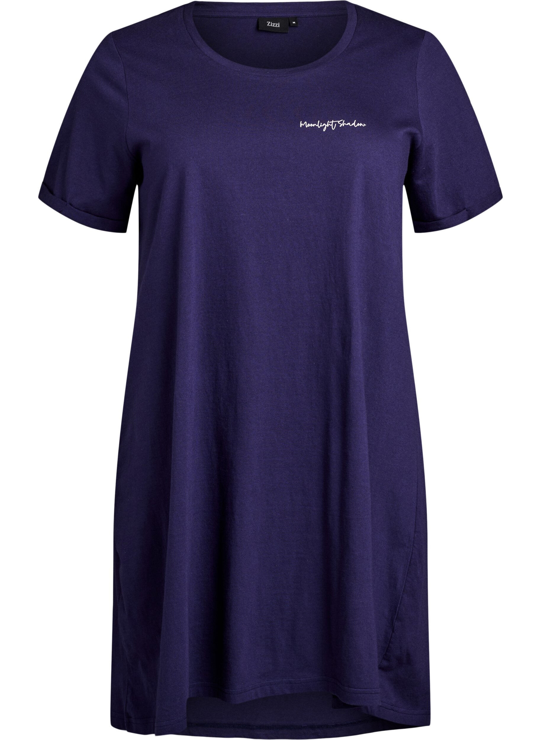 Lang nat t-shirt i &oslash;kologisk bomuld med print