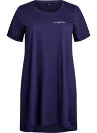 Lang nat t-shirt i &oslash;kologisk bomuld med print, Bl&aring;