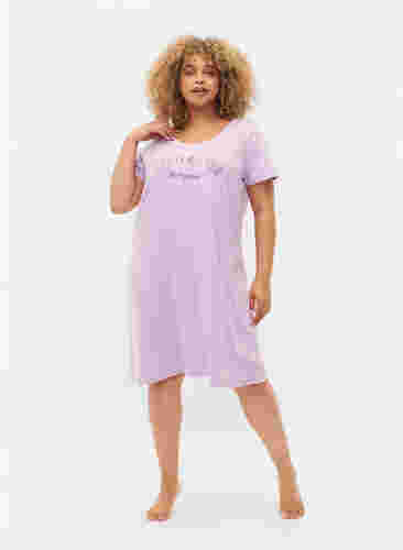 Kortærmet natkjole i bomuld, Lilac Breeze w. Life, Model image number 2