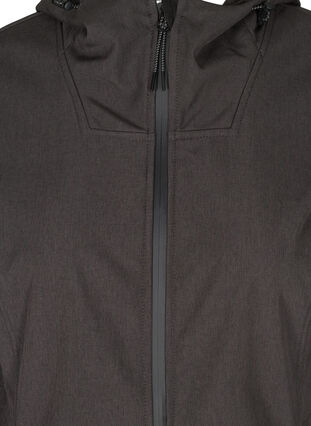 Softshell jakke med hætte og justerbar talje, Dark Grey Melange, Packshot image number 2